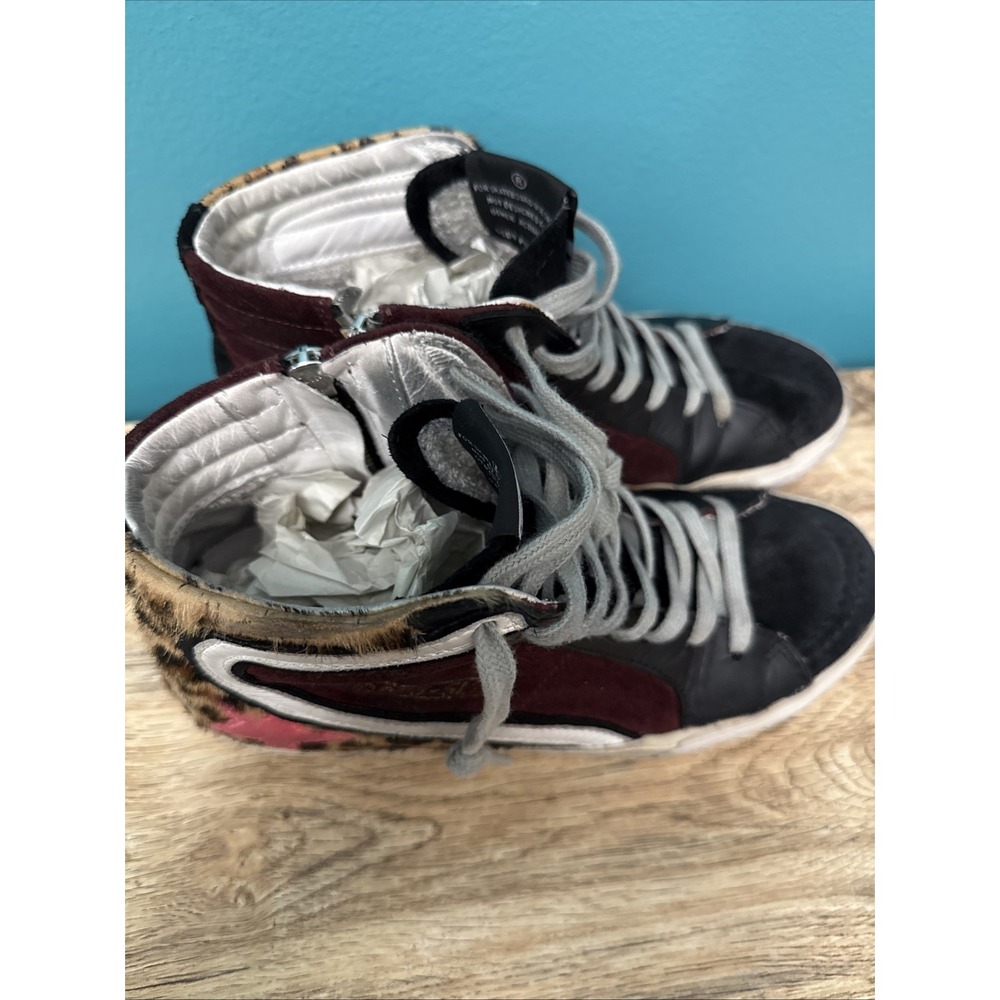 Golden Goose Deluxe Brand GGDB High Top Sneaker Leather Suede Leopard Slides 6 - Picture 10 of 10